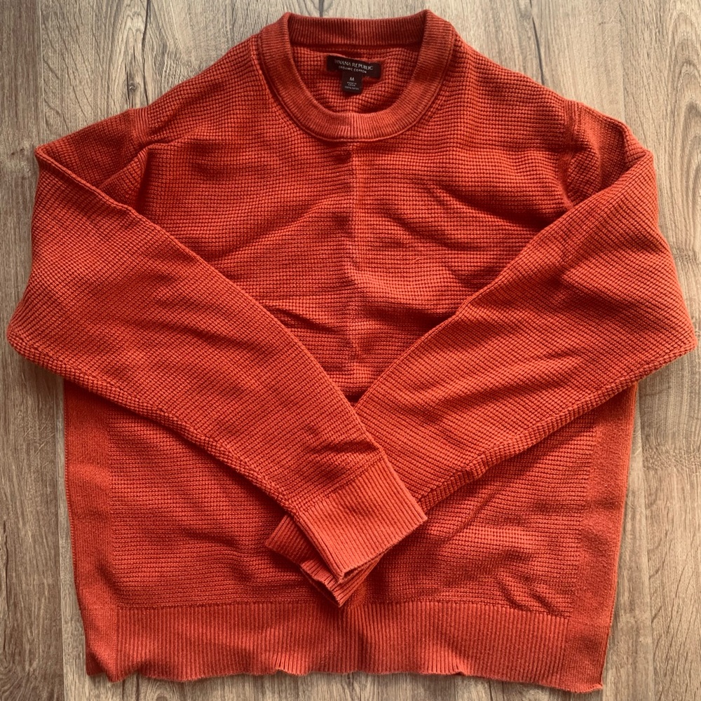 Banana Republic Men's Vibrant Rust Orange Organic Crewneck Sweater